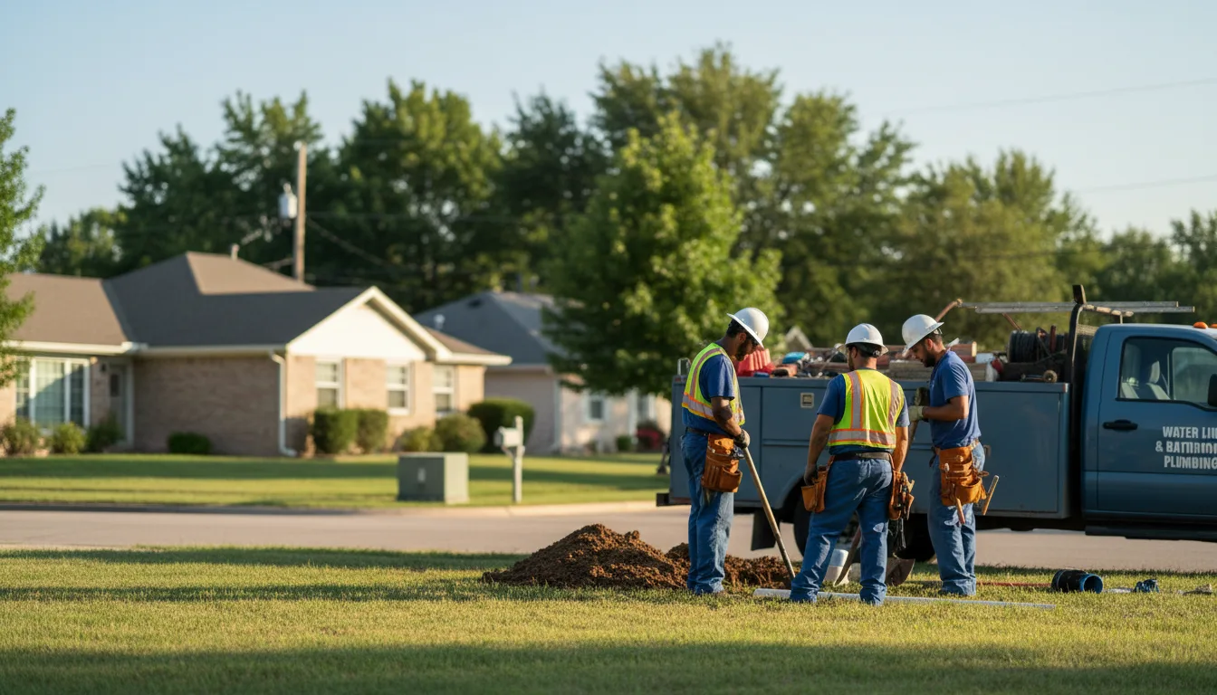 Residential water line and bathroom plumbing service in Kingston, OK
